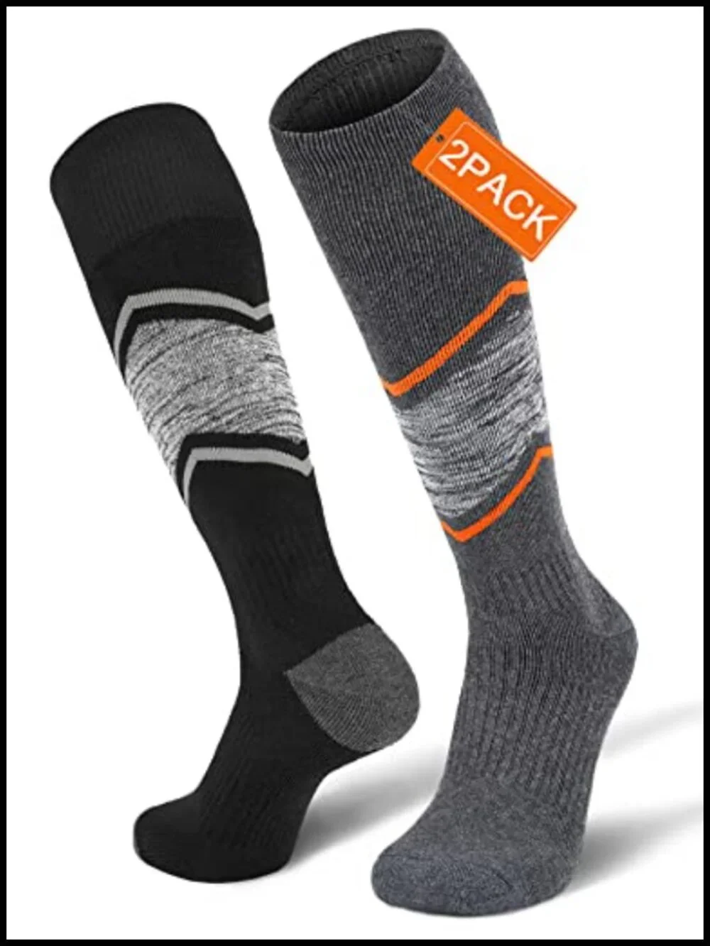 Merino Wool Knee High Thermal Ski Socks 2 Pack Moisture Wicking Winter